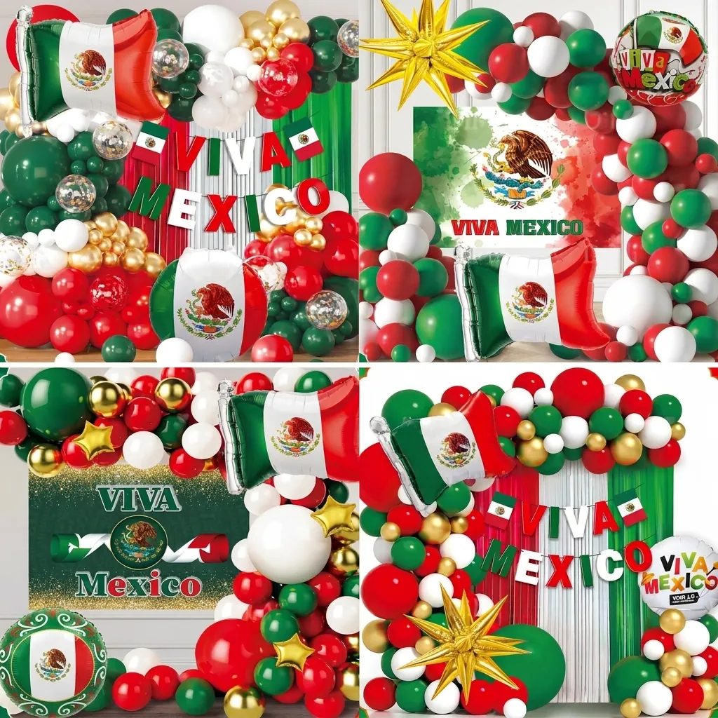 Mexico Independence Day Decoration Balloons National Flag Shape Aluminum Foil Latex Balloon Viva Mexico Party Supplies