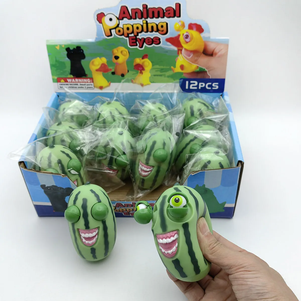 Novelty Watermeloen Squishy Speelgoed Met Pop-out Ogen Creatief Stressverlichtend Fruitvorm Vinyl Knijpspeelgoed Voor Kinderen Volwassenen Cadeau