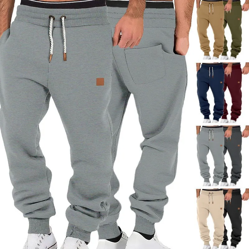 Men's Winter Fleece Lined Joggers Warm Athletic Sweatpants Elastic Drawstring Waist Ribbed Cuff Running Trousers Casual Sportswear