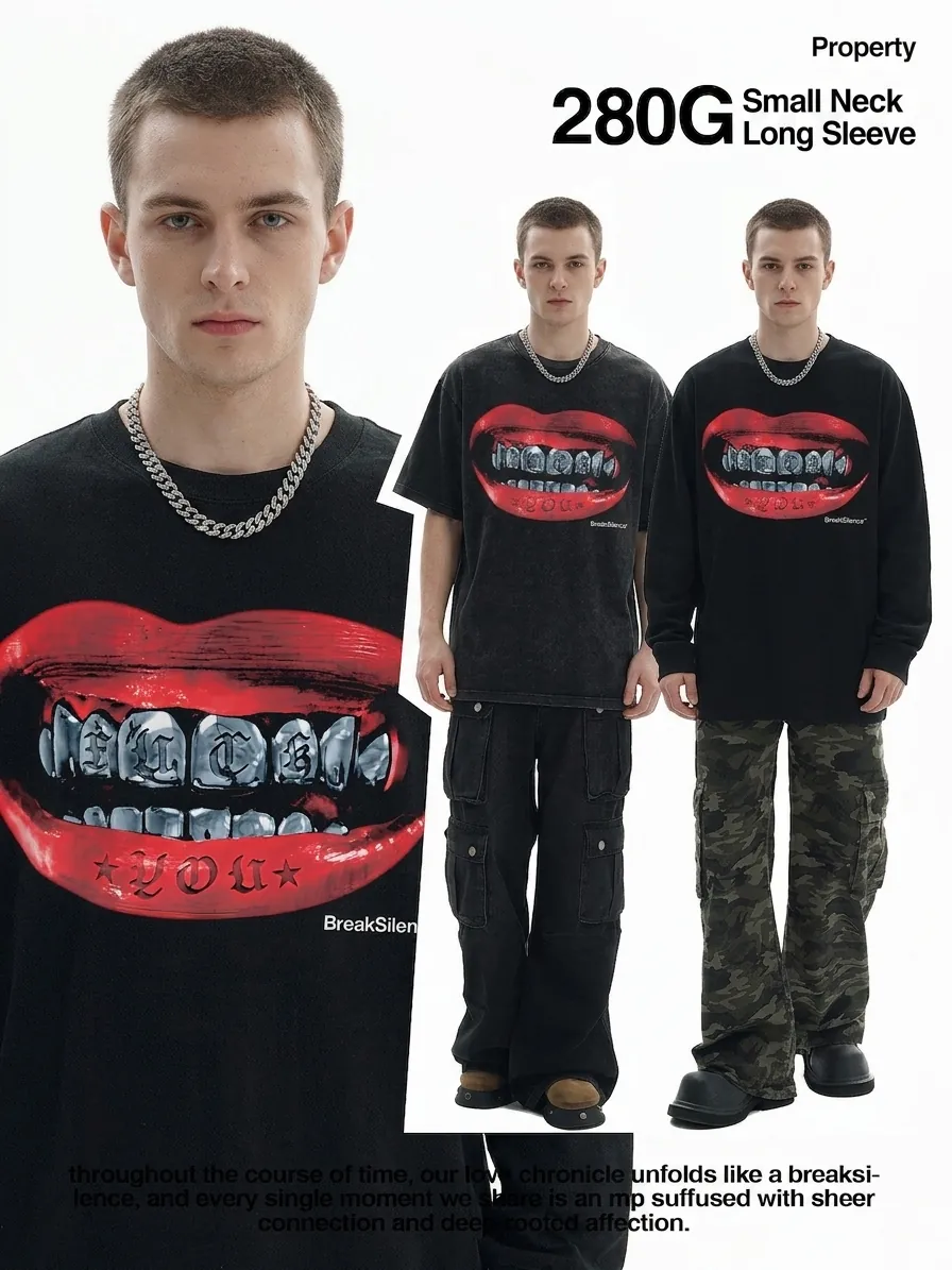 American Vintage Streetwear Heavyweight Cotton T-Shirt For Men Women Washed Distressed Graphic Top Loose Fit High Street Top