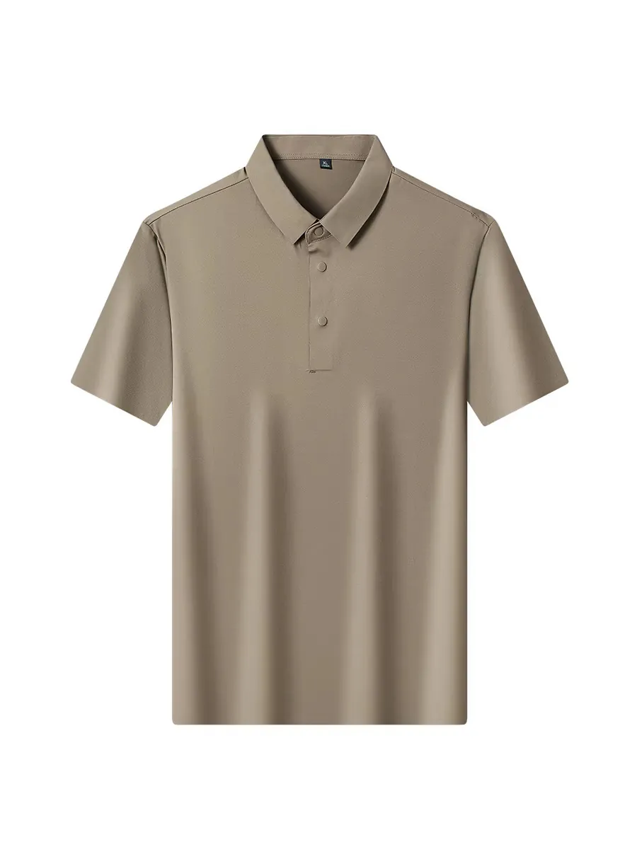 Men's Summer Thin Business Casual Polo Shirt Short Sleeve Ice Silk Breathable High Elastic Iron-Free Top For Men Daily Office