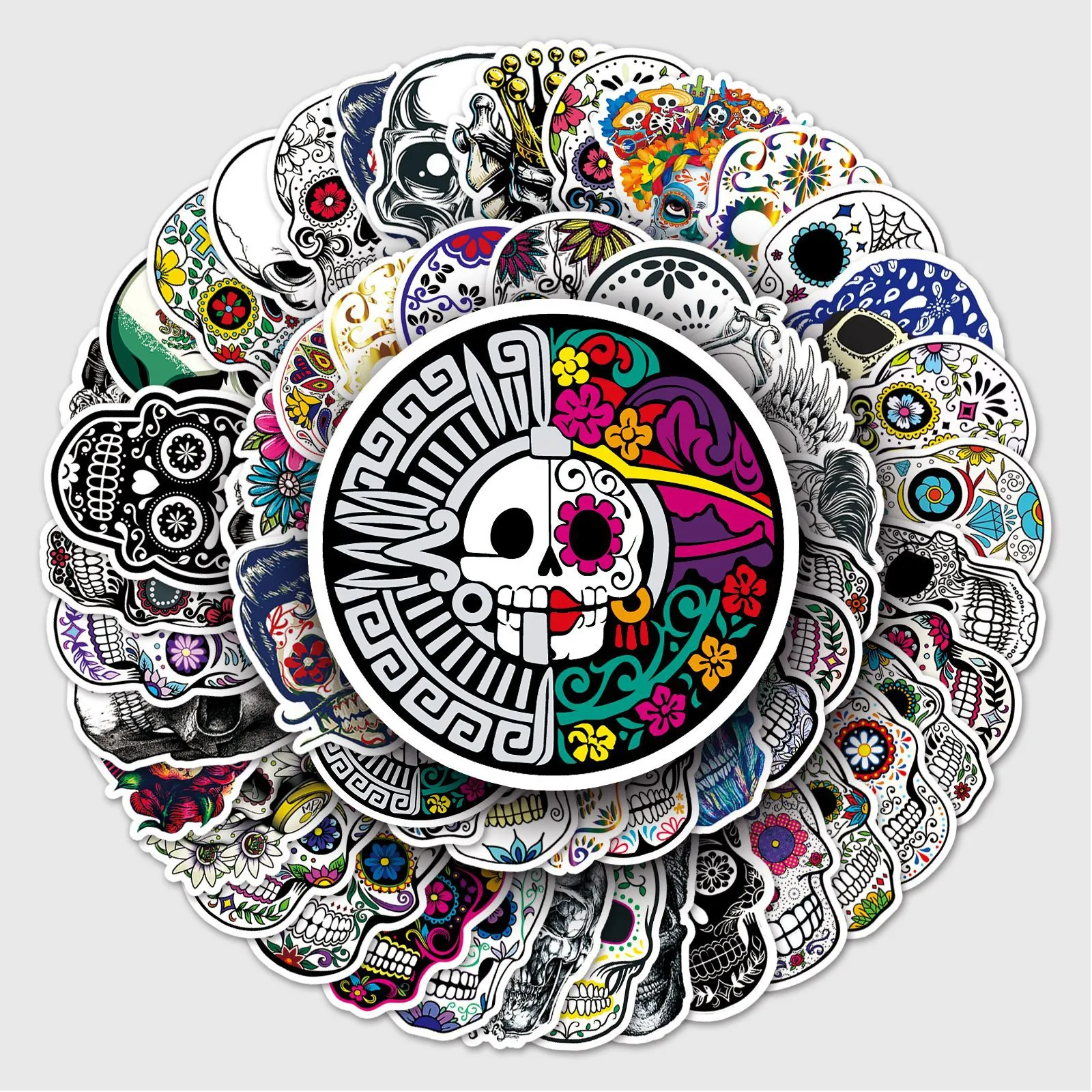 Adesivi di Halloween con Graffiti di Teschi Horror Multicolore Decalcomanie in Vinile PVC Impermeabile per Bagagli Laptop Tablet
