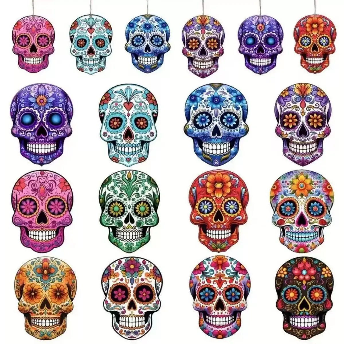 Wooden Day of the Dead Halloween Christmas Hanging Ornaments Sugar Skull Dog Highland Cow Nautical Decorations for Party Home Wall Decor