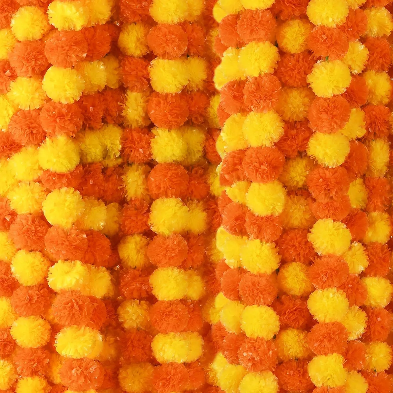 Guirlande de Fleurs Souci Artificielles Décoration Mariage Indien Halloween Jour des Morts Chaîne de Fleurs en Plastique pour Fête Maison