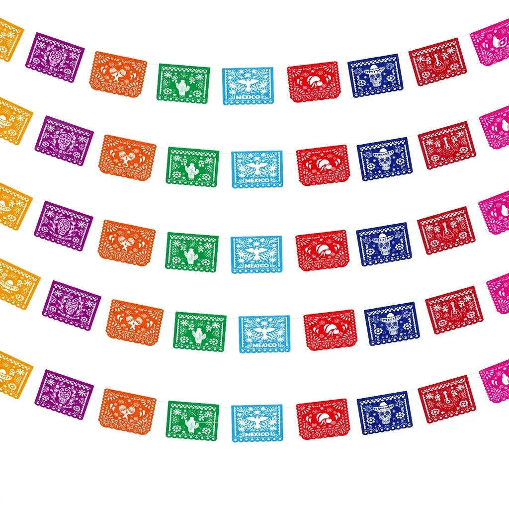Mexicano Fiesta Decoraciones Papel Picado Banner Día De Los Muertos Papel Guirnalda Para Cuadrado Folk Estilo Festival Decoración