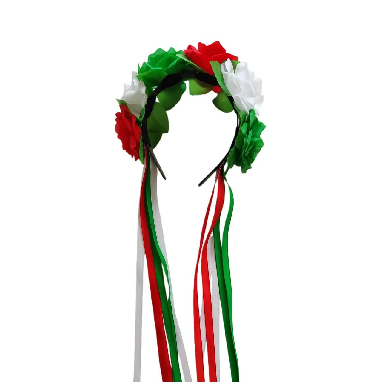 Mexican Style Colorful Rose Headband With Long Ribbons Carnival Day Of Dead Party Floral Headband Retro Festive Headpiece For Women