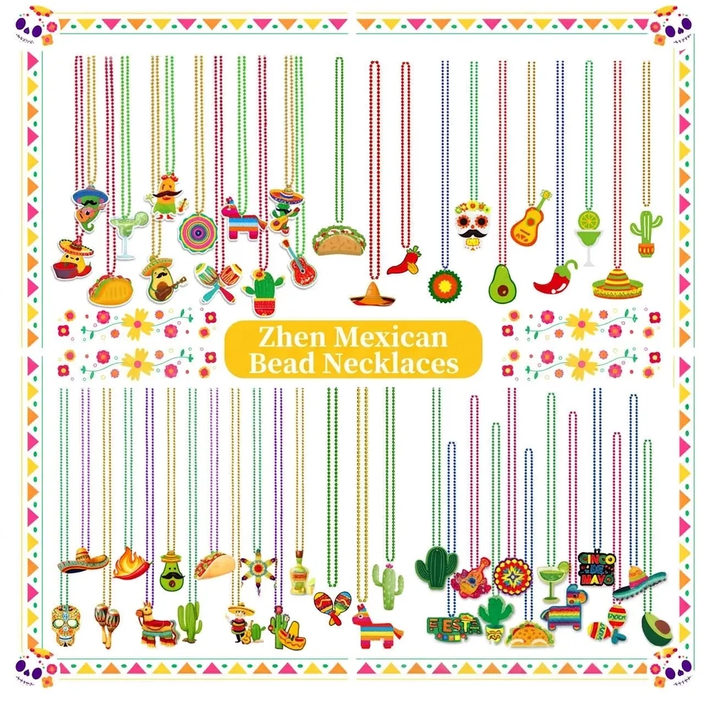 Cinco De Mayo Festliche Party Perlenkette Set Für Kinder Erwachsene Mehrfarbig DIY Mexikanisches Thema Dekoration Geschenk