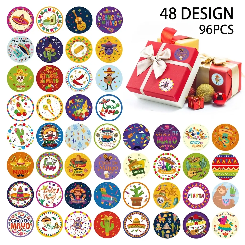 Cinco De Mayo Mexican Fiesta Party Stickers Colorful Self Adhesive Cartoon Decals For Festive Decorations Celebration Kids Gifts