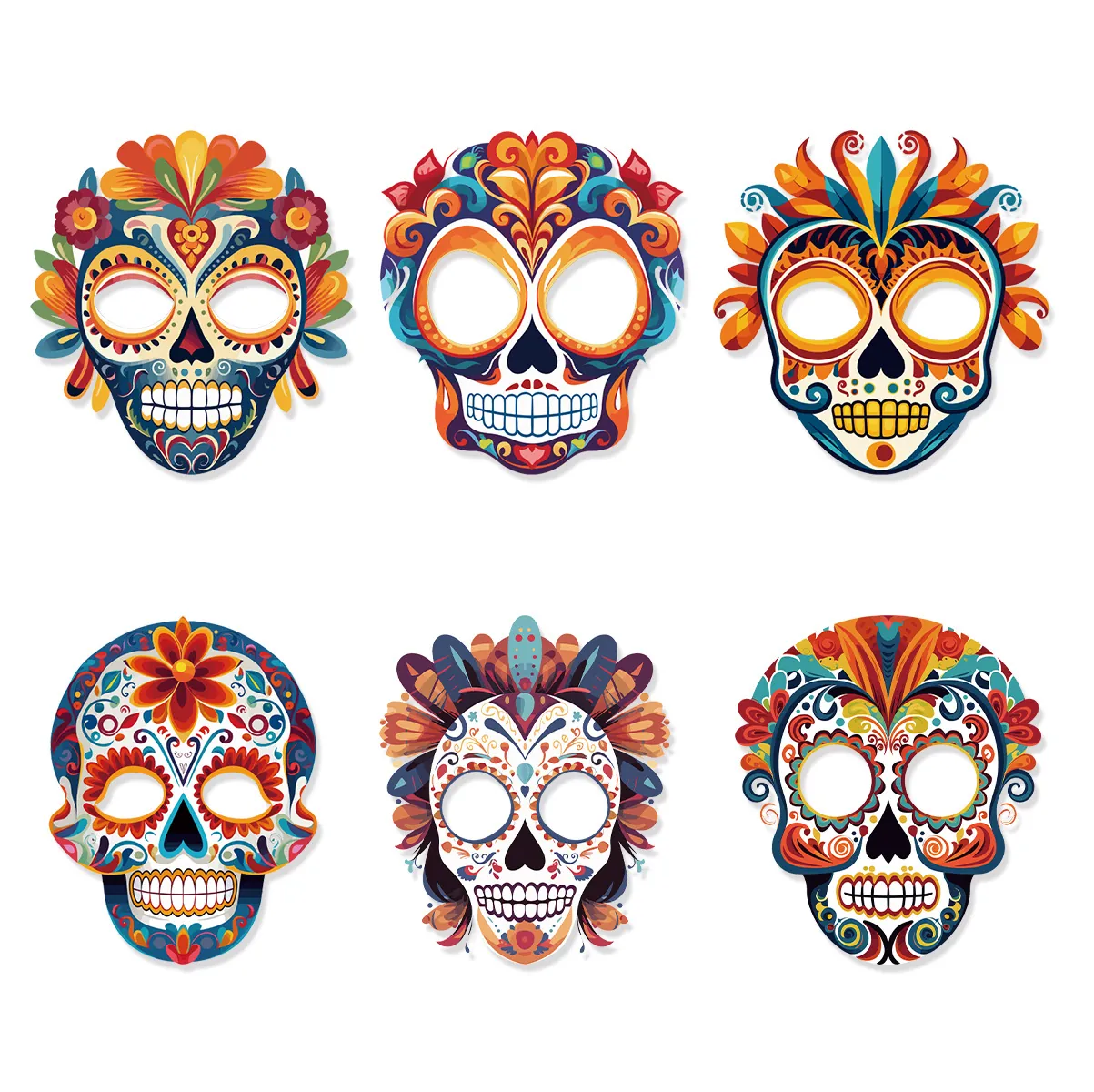 Mexikanisches Tag der Toten Papiermasken Bunte Zuckerschädel Dekorative Maske Für Halloween Kostüm Maskenball Party Aufführung