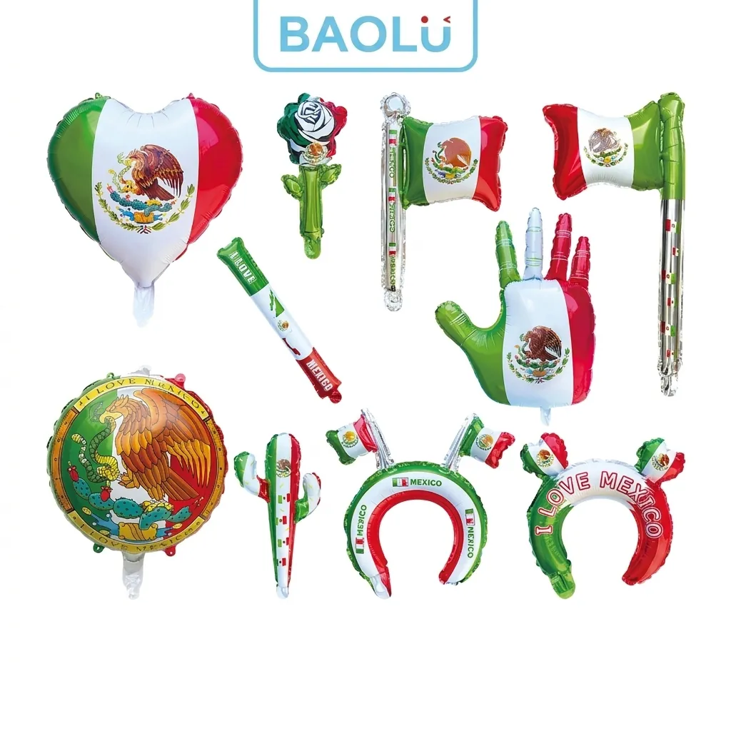 Mexican Theme Aluminum Foil Balloon Cactus Rose Heart Round Inflatable Headband For National Day Fiesta Party Decoration