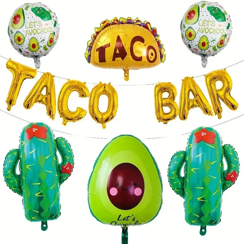 Mexican Fiesta Aluminum Foil Balloon Taco Bout A Party Cactus Avocado Sombrero Theme Summer Birthday Event Decoration Supplies