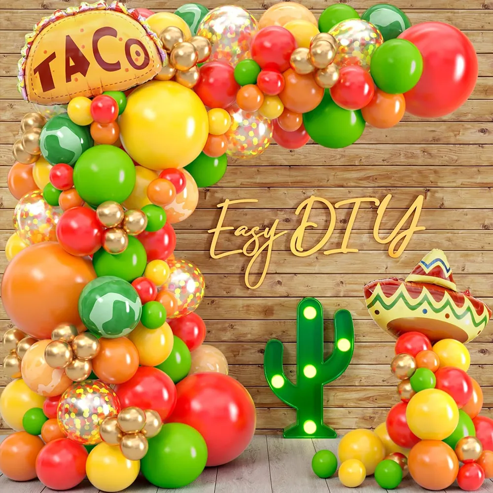 Decorazioni per Palloncini Fiesta Messicani in Pellicola di Alluminio Cactus Lama Sombrero Cartoni Animati per Compleanno Bambini Carnevale Festa