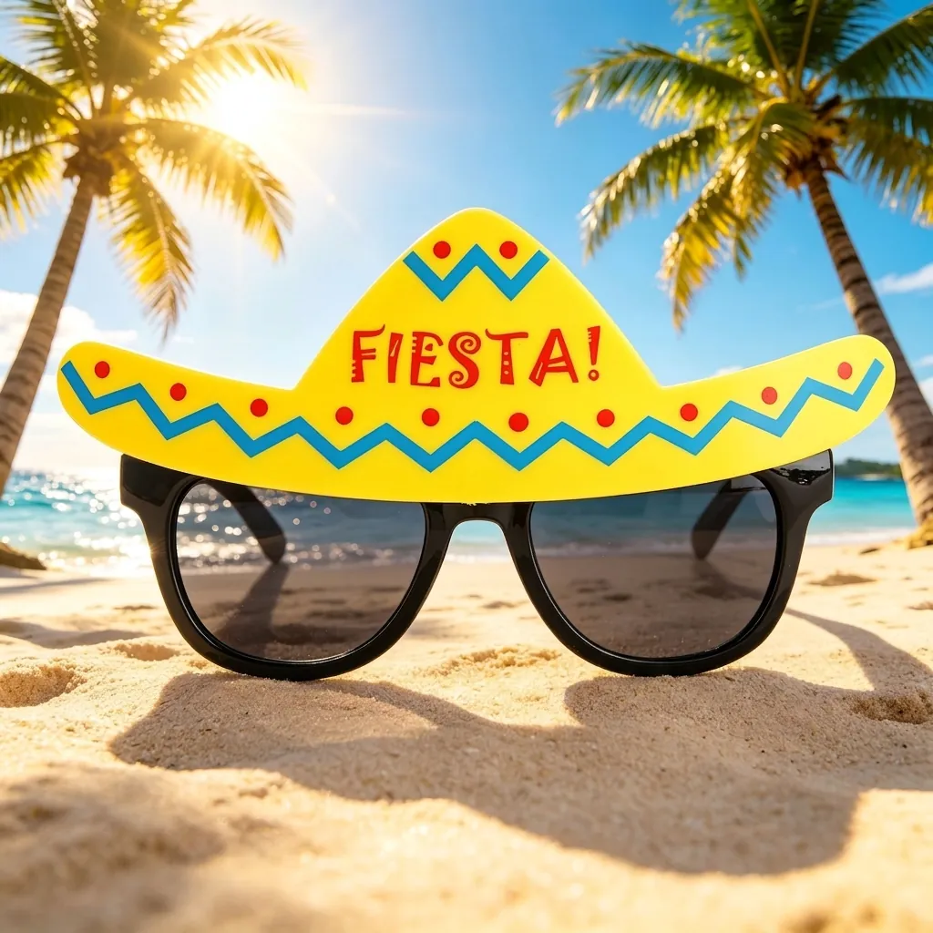 Creative Mexican Sombrero Party Glasses Hawaiian Beach Fiesta Eyewear For Carnival Festival Costume Funny Costume Accessory