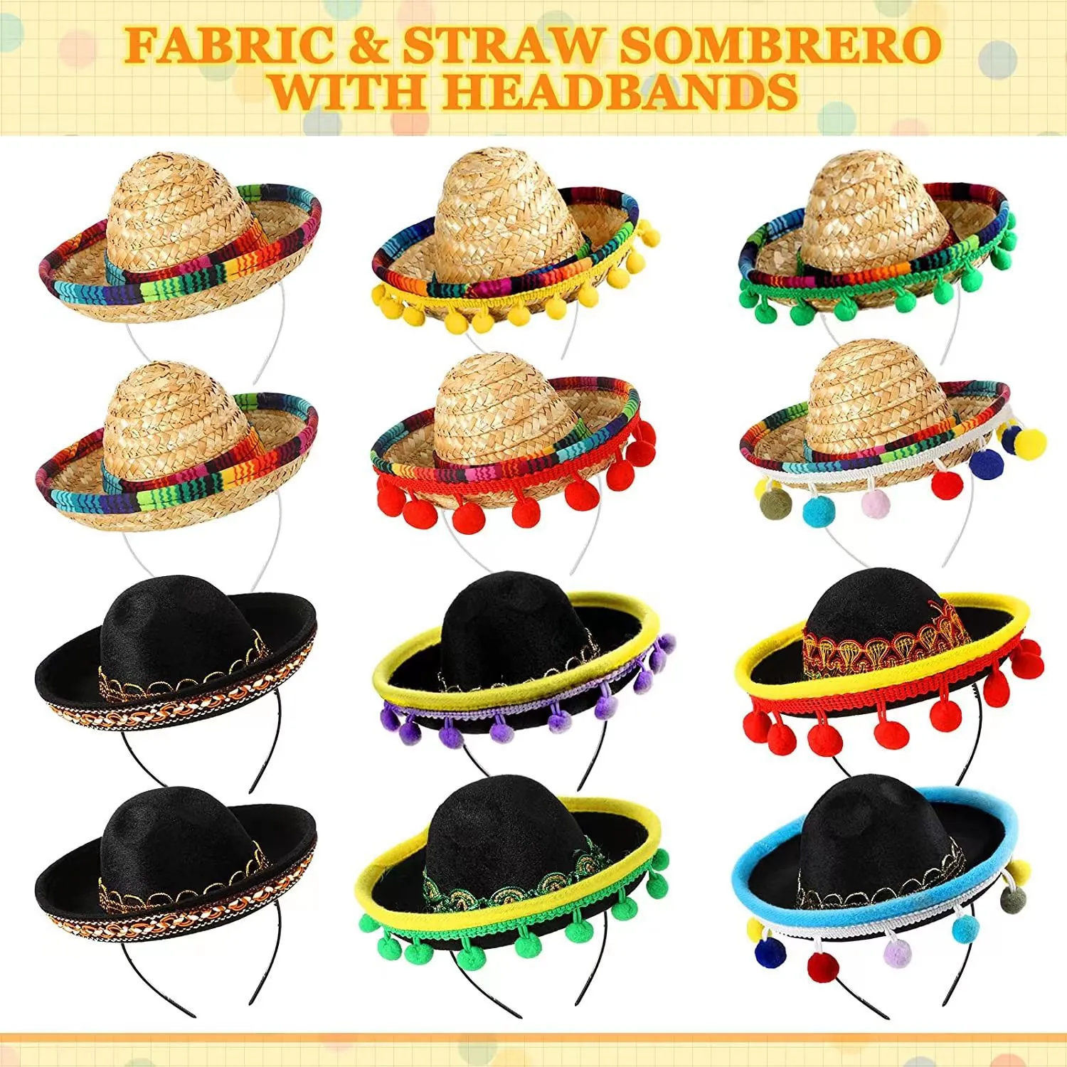 Mexican Mini Sombrero Pet Hat Headband For Dog Cat Carnival Halloween Festival Party Decorations Straw Felt Tiny Hat Photo Props Accessory