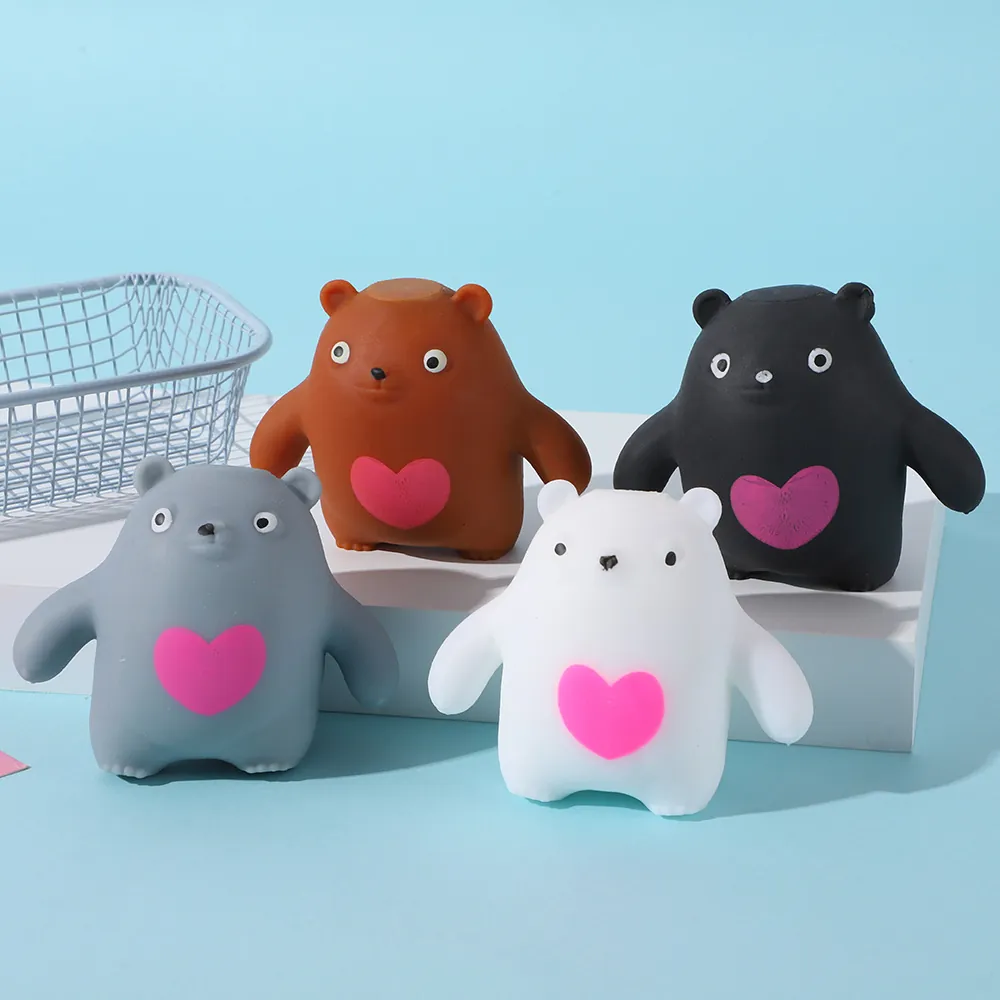 Divertente Cartone Animato Orso Squishy Giocattolo a Rimbalzo Lento Modello di Cuore Sollievo dallo Stress Giocattolo Spremere