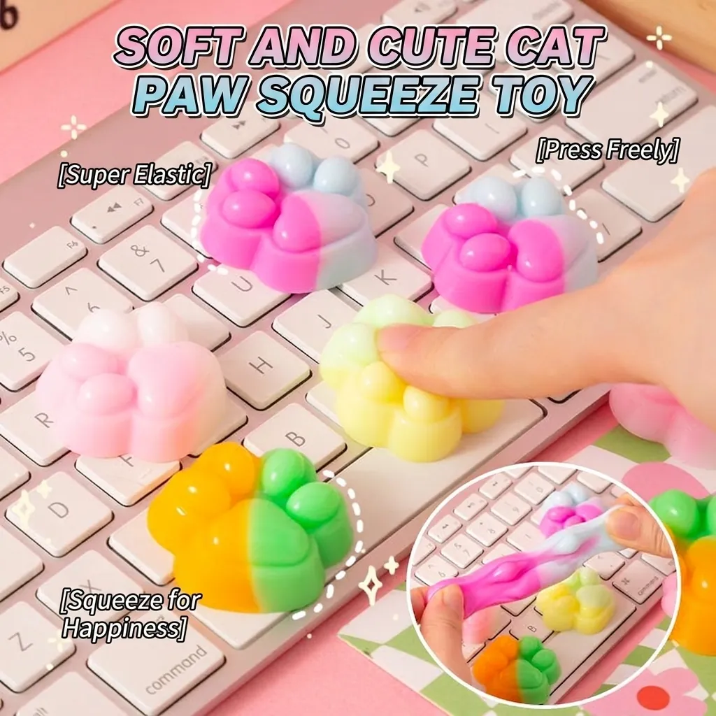 Multicolor Soft Cat Paw Squishy Toy For Stress Relief Sensory Fidget Toy Adults Kids Cute Animal Shape 발산 Toys