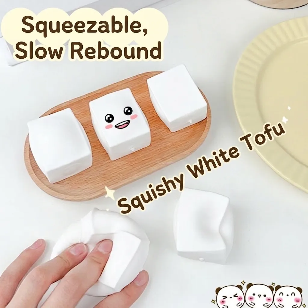 Créatif Squishy Tofu Jouet à Rebond Lent Brioche à la Vapeur Boule de Fromage Soulagement du Stress Jouet de Simulation