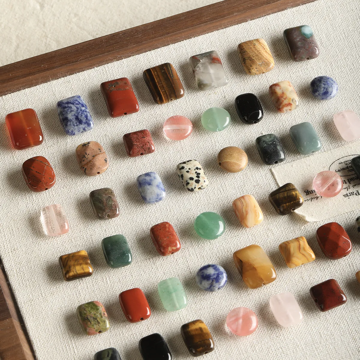 Perles en Pierre Naturelle pour la Fabrication de Bijoux DIY Perles Amples Rectangulaires et Rondes en Œil de Tigre et Agate pour Colliers et Bracelets