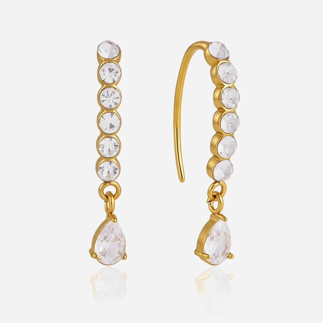 Gold Plated Stainless Steel Water Drop Zirconia Earrings For Women Luxury Cubic Zirconia Dangle Drop Earrings Hypoallergenic Jewelry