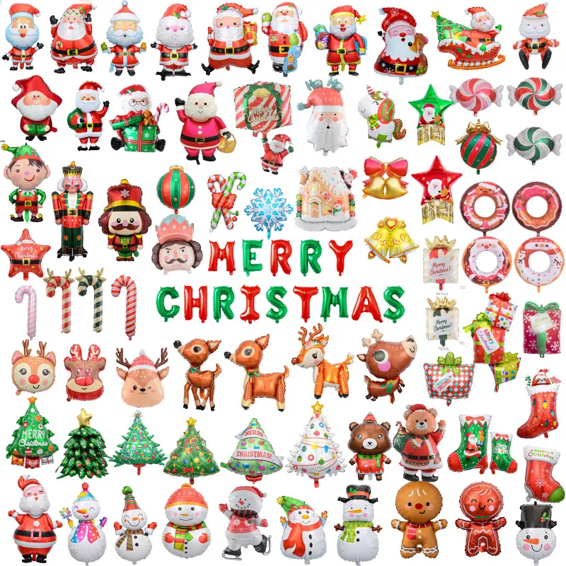 Christmas Foil Balloons Large Santa Claus Reindeer Snowman Xmas Tree Holiday Party Atmosphere Decorations Aluminum Film Mylar