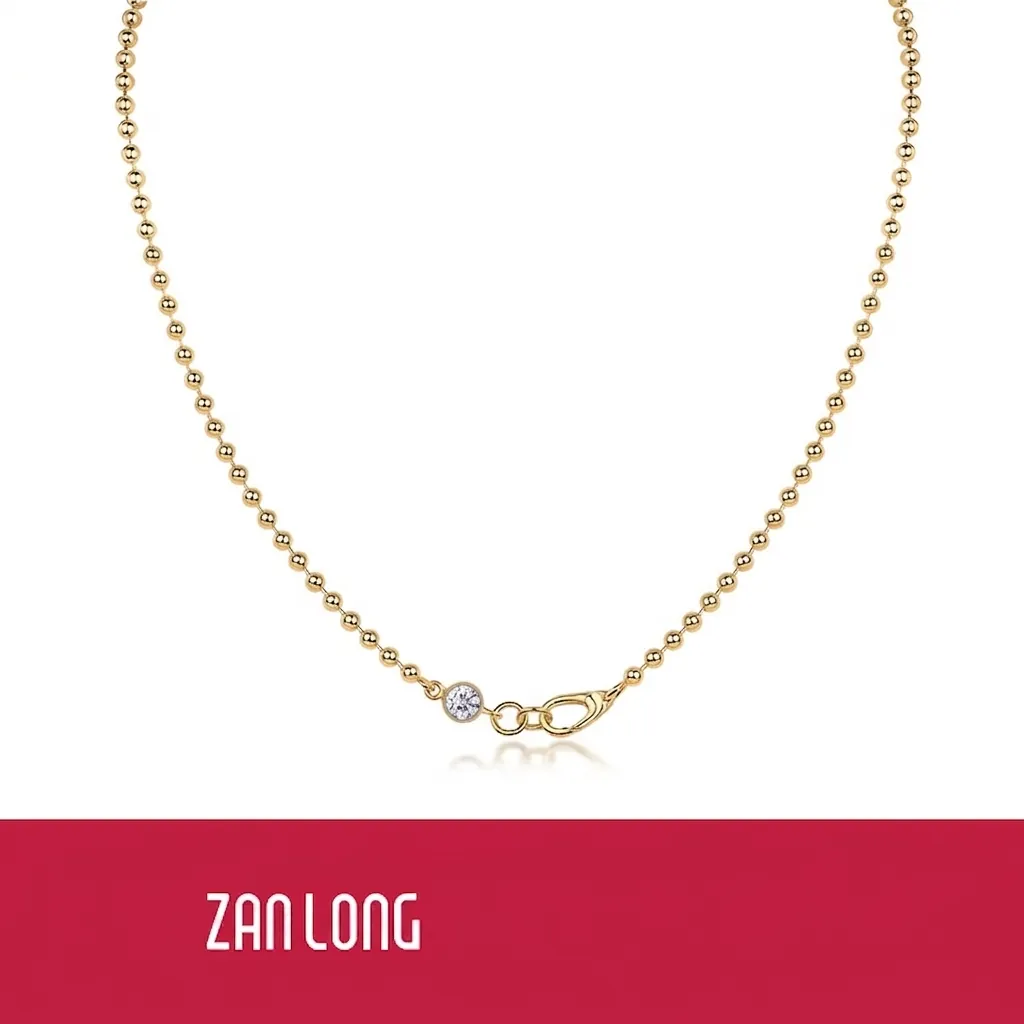925 Sterling Silver Moissanite Pendant Necklace For Women Gold Plated Beaded Chain Round Solitaire Necklace Fashion Jewelry