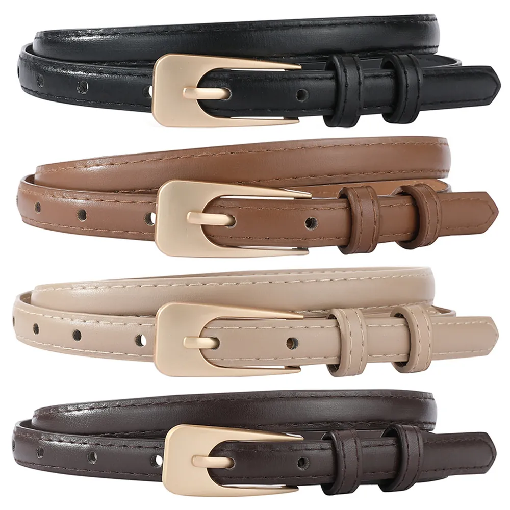 Ceinture Fine En Similicuir PU Pour Femmes Avec Boucle À Ardillon En Alliage Rétro Taille Minimaliste