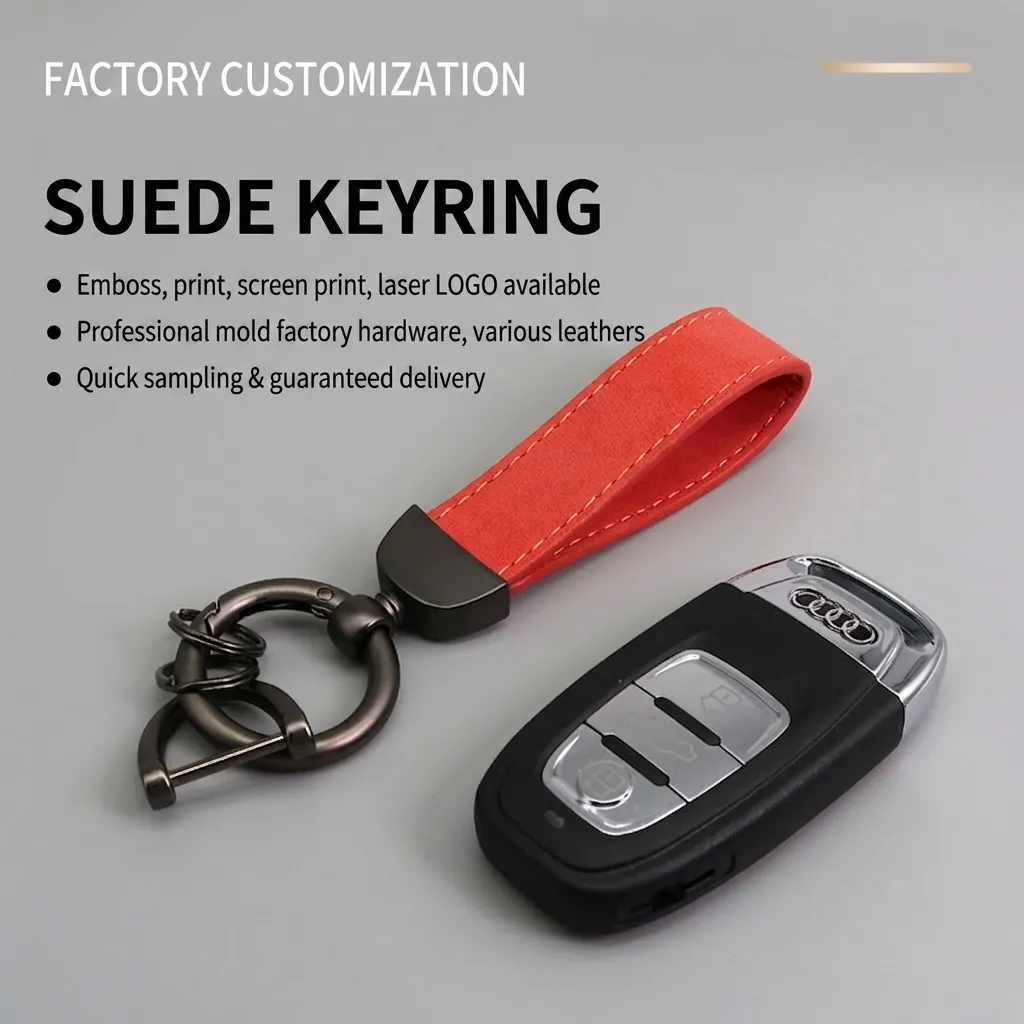 PU Leather Car Keychain With Zinc Alloy Buckle Anti-Lost D-Ring Key Ring Strap For Men Women Business Gift Car Accessory