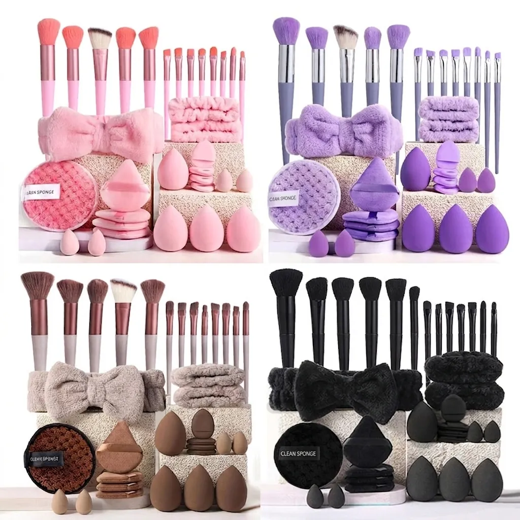 Professionelles Make-up-Schwamm-Set Hydrophiles Polyurethan Make-up-Ei Mit Aufbewahrungskapsel Make-up-Pinsel Und Stirnband Für Damen Reise-Tools