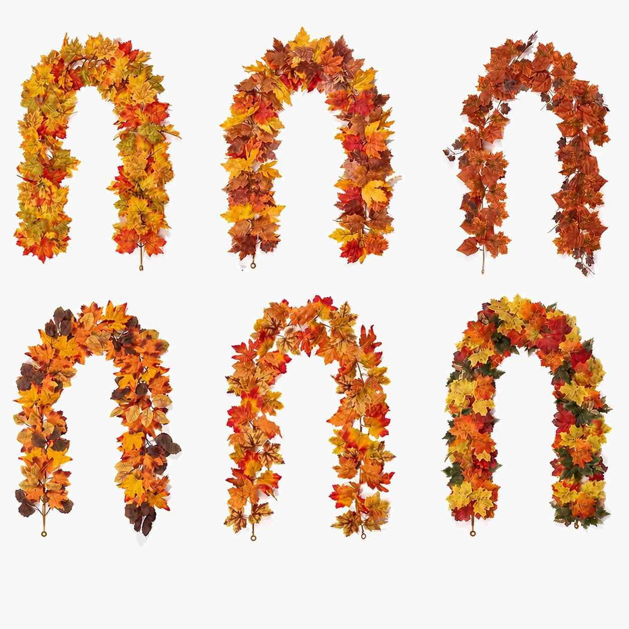Artificial Fall Maple Leaf Garland With Pumpkin Berries Thanksgiving Halloween Harvest Festival Home Decor Autumn Hanging Vine