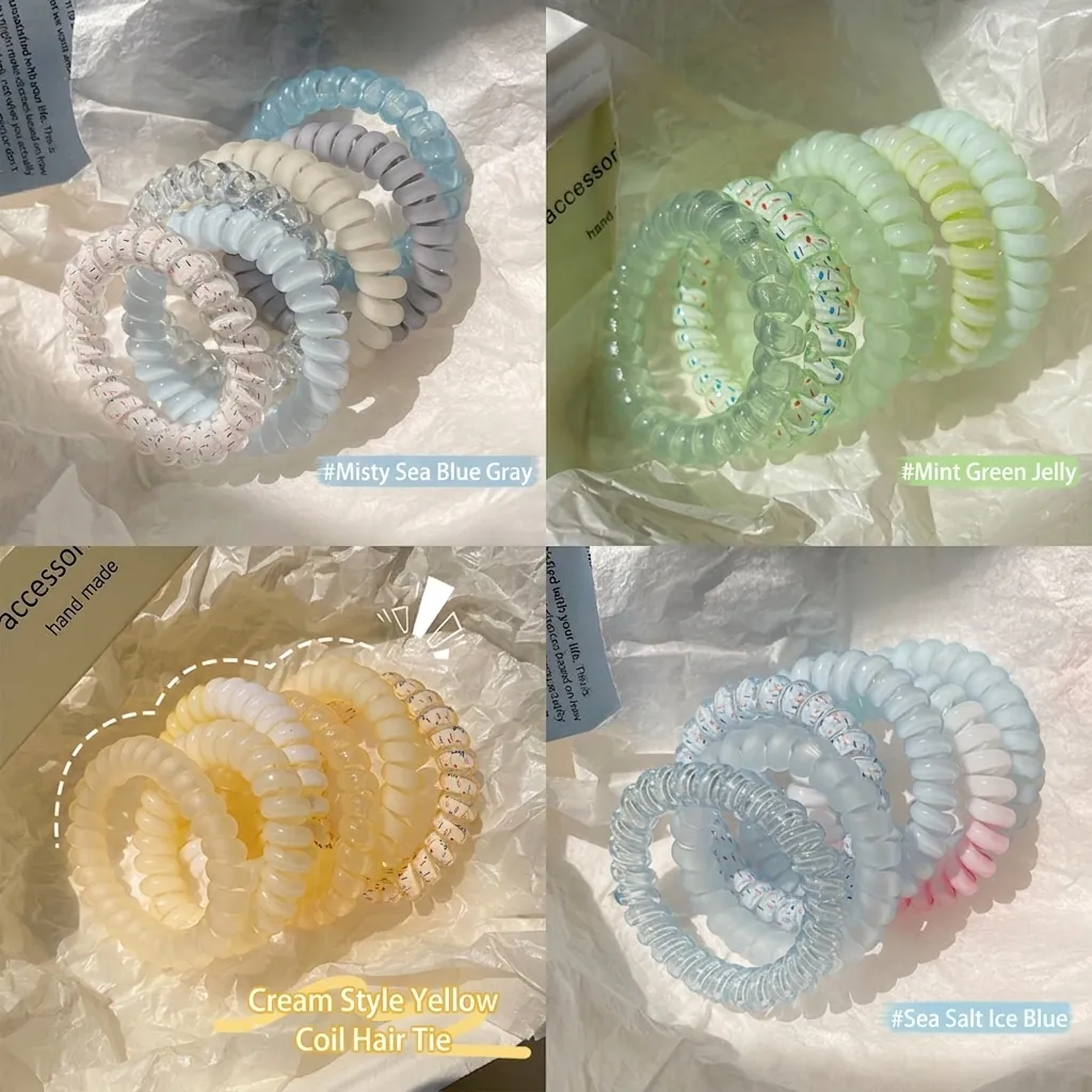 Chouchous Spirales Minimalistes Fil de Téléphone Haute Élasticité en Résine pour Femmes Filles Accessoires de Cheveux Mode