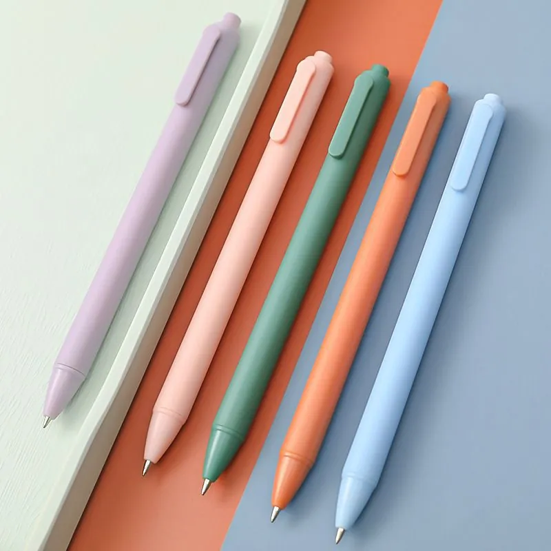 Macaron Morandi Retractable Gel Pen 0.5mm Black Ink Minimalist Plastic Writing Pen For Student Office School Stationery