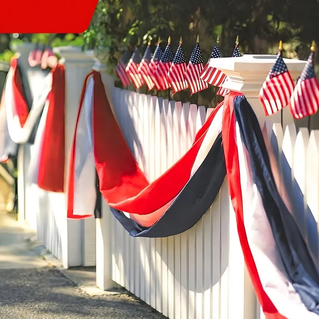 American Independence Day Outdoor Decoration Set Polyester Banners Pleated Fan Flags Porch Signs Windsock July 4th Party Decorations