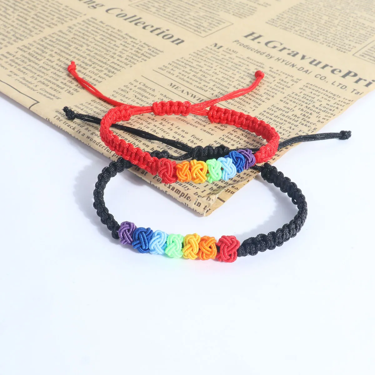 Handmade Rainbow Knot Braided Bracelet Adjustable Rope Wristband Fashion Jewelry Bohemian Ethnic Style For Women Girls