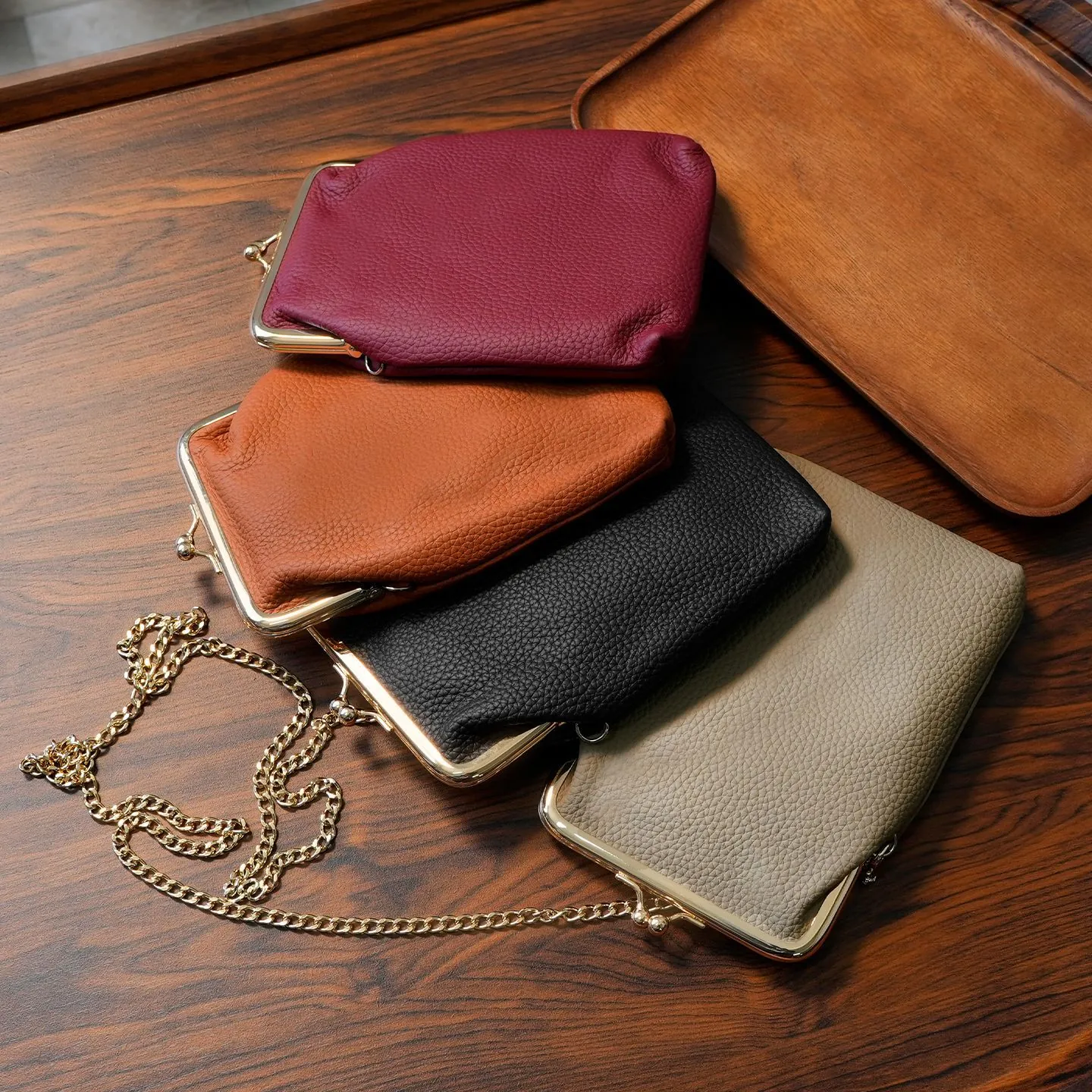 Women Genuine Leather Phone Bag Retro First Layer Cowhide Kiss Lock Chain Crossbody Bag Mini Shoulder Purse