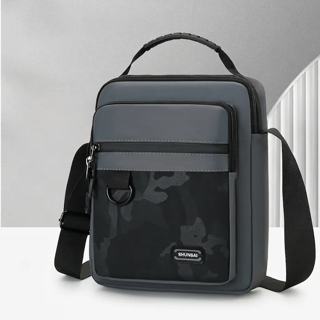 Men Crossbody Bag Waterproof Nylon Camouflage Patchwork Multi-compartment Large Capacity Shoulder Bag Outdoor Messenger