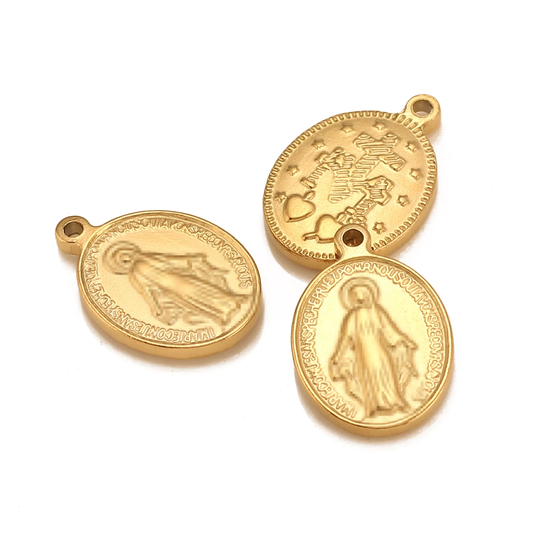Vintage Edelstahl Oval Religiöse Wunderbare Medaille Jungfrau Maria Anhänger Charms Für DIY Schmuckherstellung Zubehör Geschenk