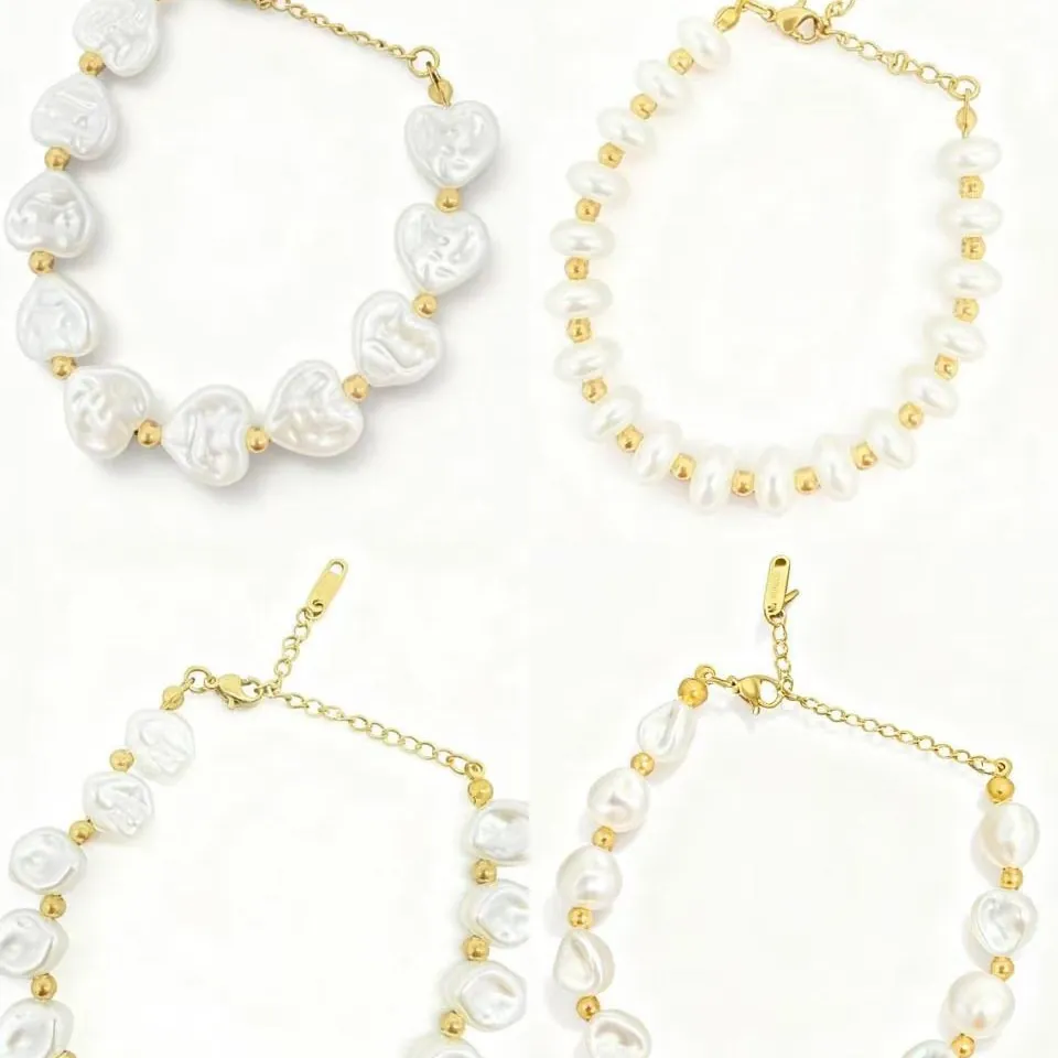 Freshwater Pearl Bracelet Baroque Irregular Pearl With Gold Stainless Steel Beads Adjustable Chain Bracelet For Women Elegant Jewelry Gift