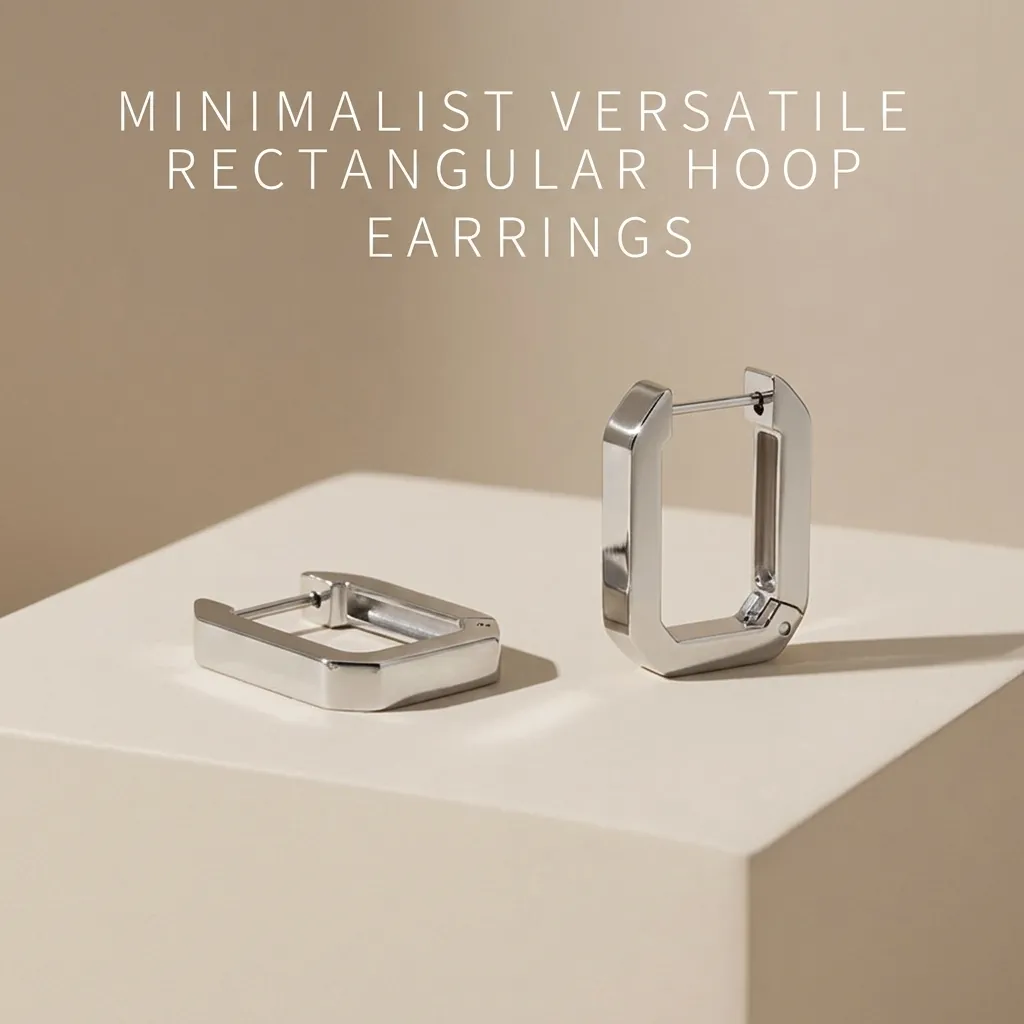 Minimalistische Rechteckige Creolen Für Damen Leichte Geometrische Kupfer Huggie Ohrringe Gold Silber Plattiert Mode Schmuck Täglich Accessoires Geschenk
