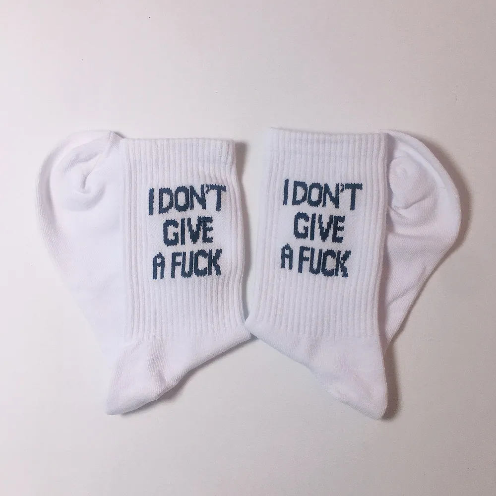 Unisex Cotton Crew Socks With Personality Letter Print Slogan Streetwear Athletic Sport Socks For Men Women