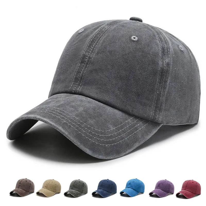Berretto da Baseball in Cotone Lavato Vintage Regolabile Retrò Distressed Tinta Unita Dad Hat Uomo Donna Casual Tesa Curva