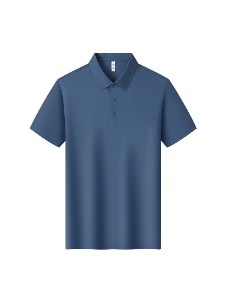Men Summer Ice Silk Polo Shirt Seamless Business Casual Quick Dry Short Sleeve Top High Quality Breathable Polo Shirt