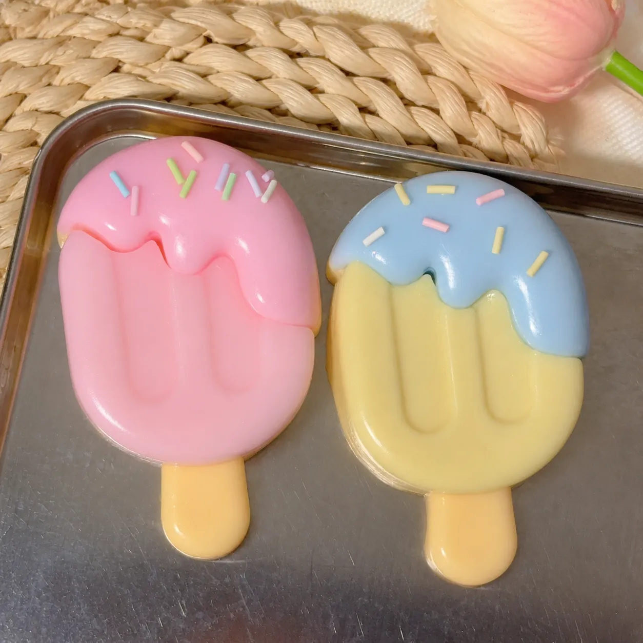 Simulated Ice Cream Squishy Stress Relief Toy Cute Macaron Popsicle Decompression Squeeze Toy for Kids Adults Office Gift