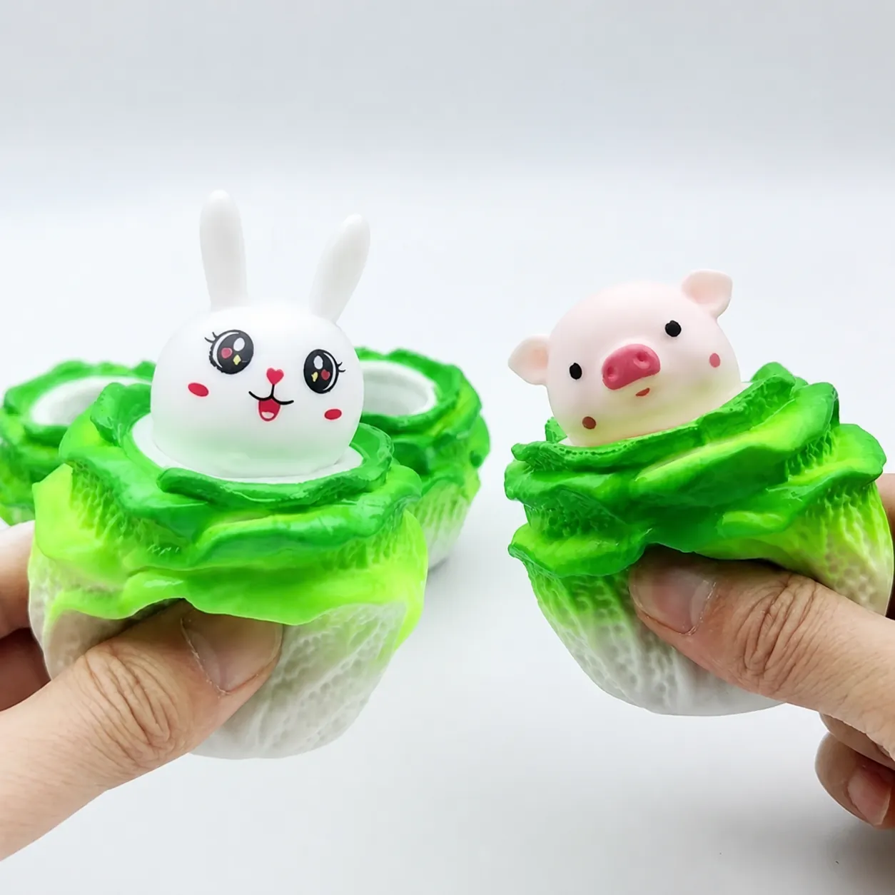 Creative Cabbage Pig Rabbit Squishy Cup Toy Soft Plastic Stress Relief Sensory Squeeze Toy For Kids Adults Office Decompression Toy