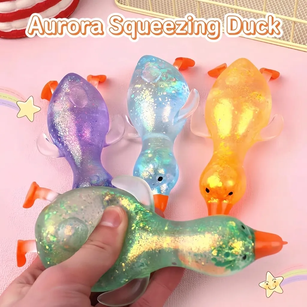 Glitter Maltose Duck Squishy Stress Relief Slow Rebound Squeeze Toy For Kids Adults Healing Soft Animals Toy