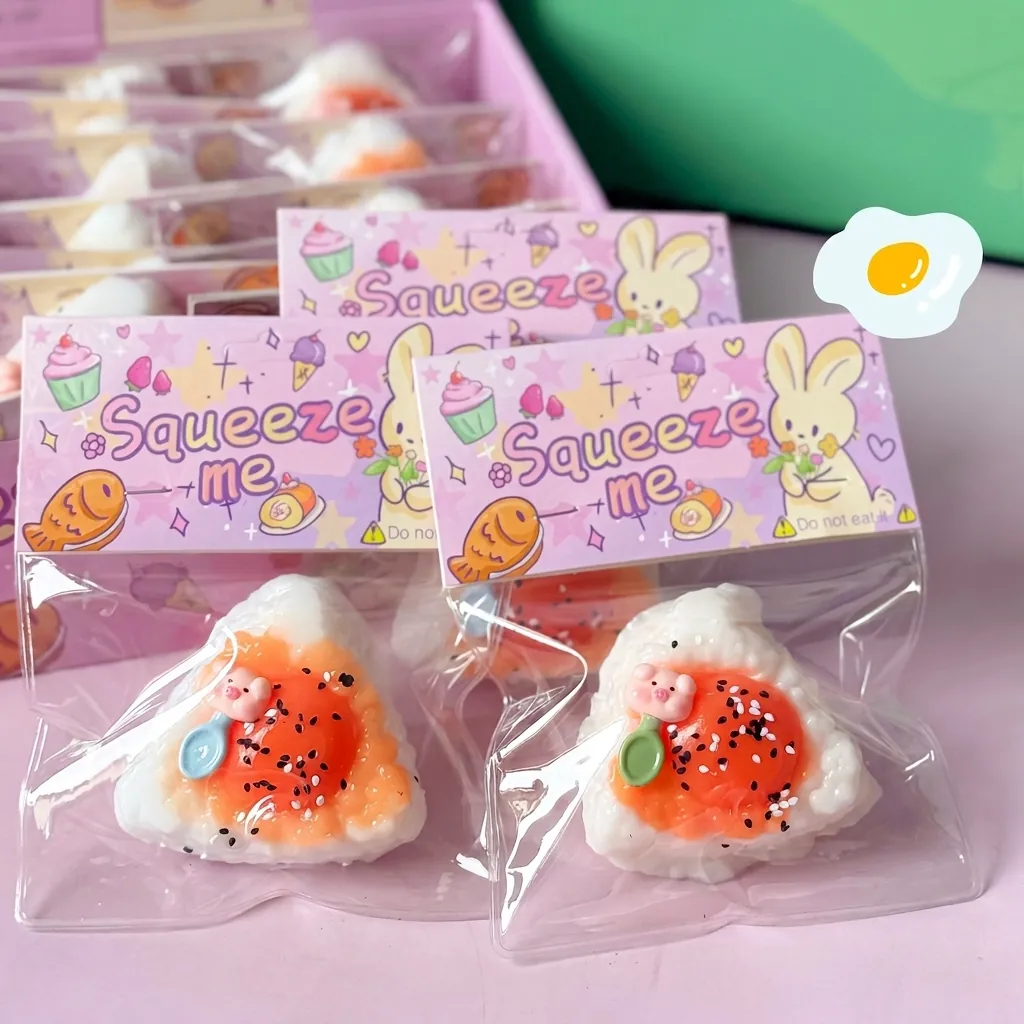 Cute Rice Ball Squishy Toy Slow Rebound Simulation Onigiri Stress Relief Fidget Toy For Kids And Adults Office Gift