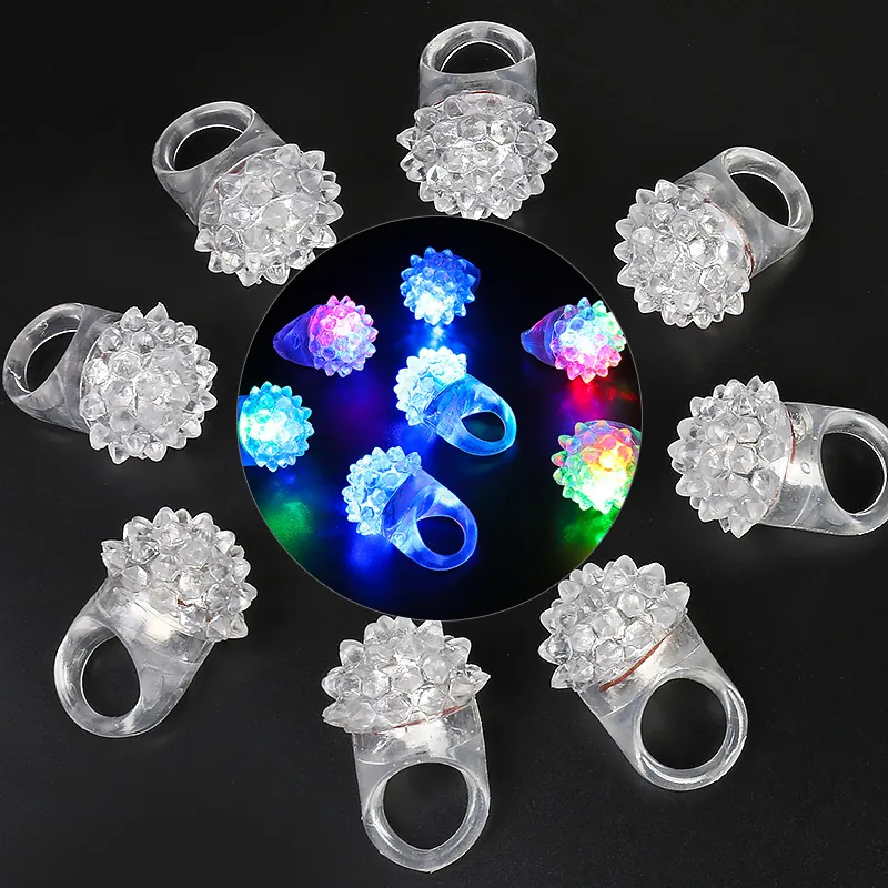 Luces LED Brillantes para Dedos Anillo de Fresa de Goma Suave Regalos de Fiesta para Concierto Halloween Decoración de Anillo
