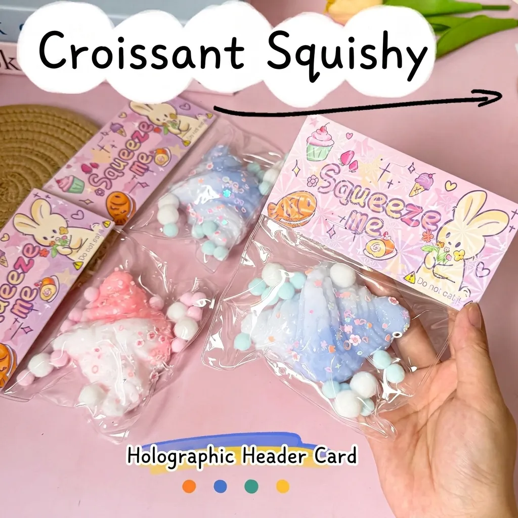 Simulation Croissant Squeeze Toy Stress Relief Sensory Squishy For Adults Teens Cute Food Shape Decompression Toy Gift