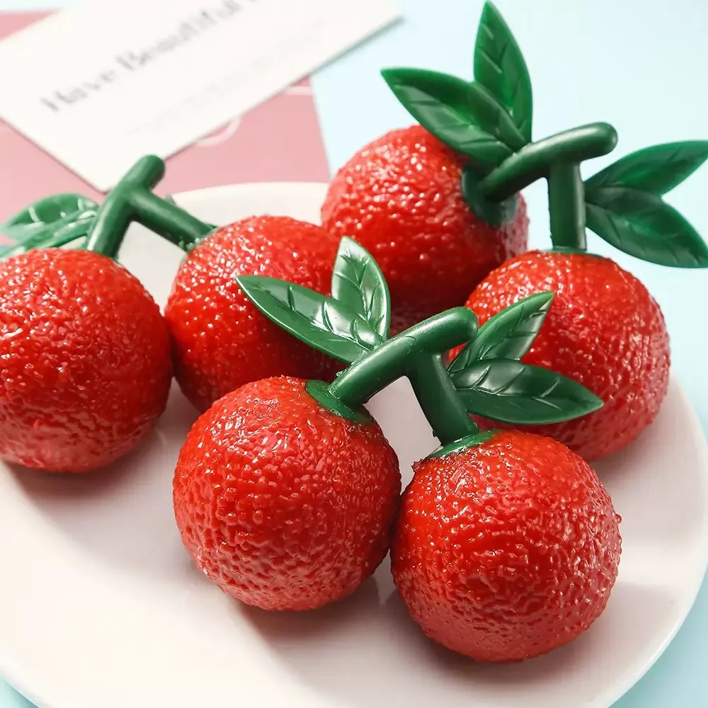 Simulation Waxberry Loquat Squishy Toy Stress Relief TPR Fruit Squeeze Toy For Kids Adults Fun Gift