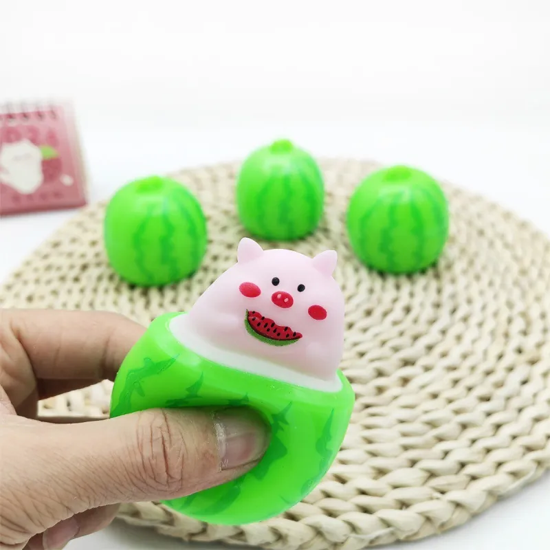 Cute Watermelon Pig Squeeze Cup Squishy Stress Relief TPR Sensory Decompression Toy For Kids Adults Gift