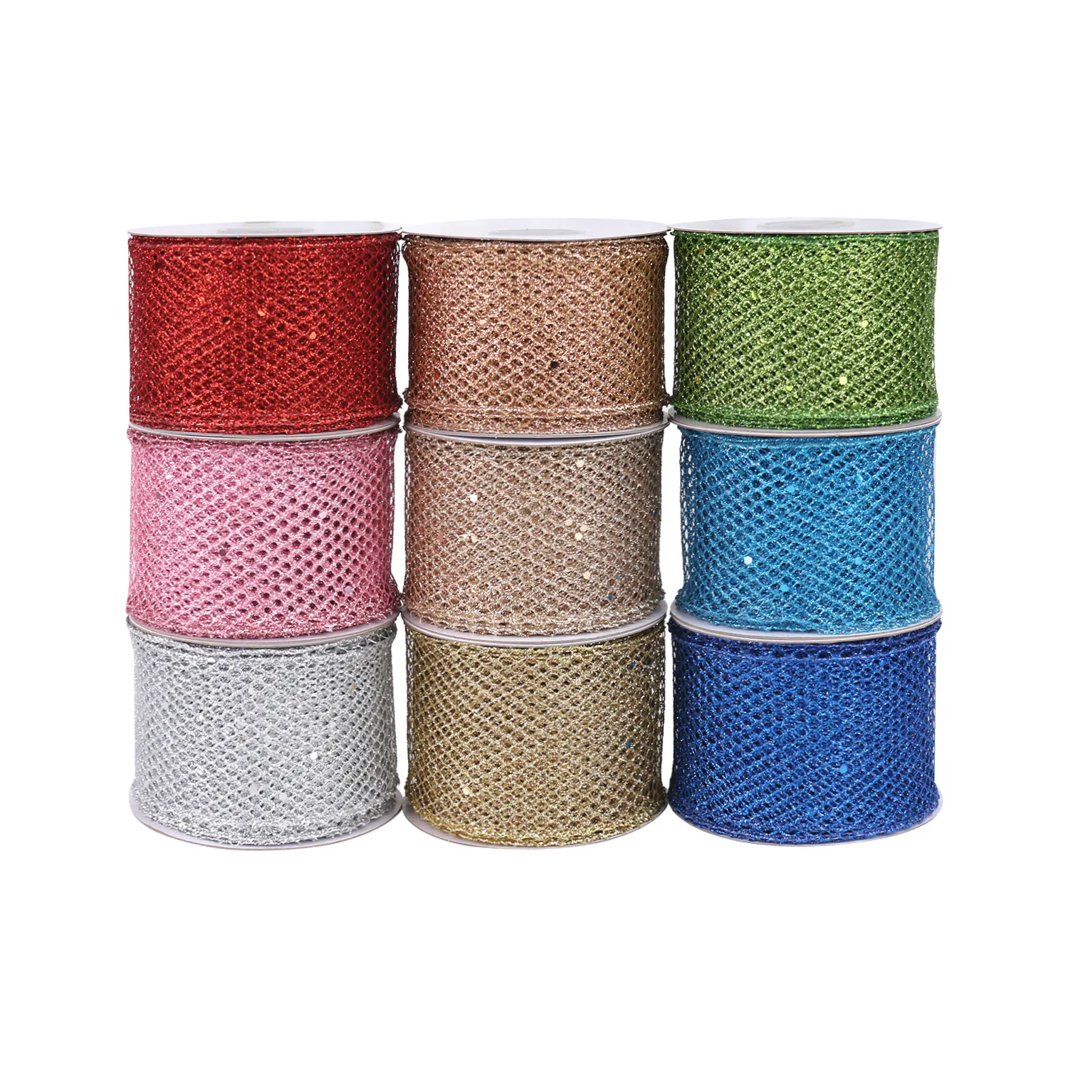 Nastro Glitterato in Rete Metallica Nastro Scintillante con Bordo Metallico per Decorazioni Natalizie Pasquali e di San Valentino